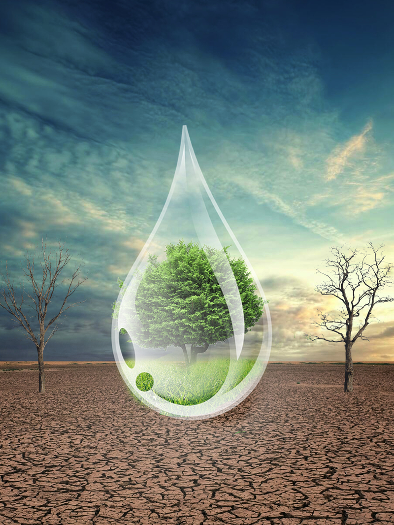 创意干枯大地节约水资源海报背景素材