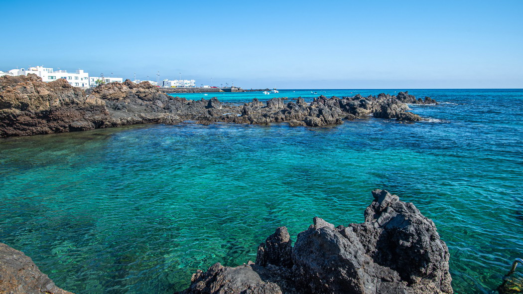 3840x2160 岩石 珊瑚礁 大海 地平线壁纸 背景 4k