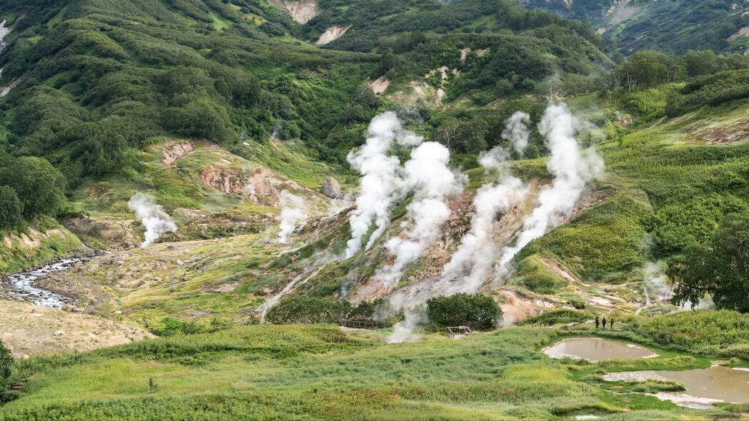 3840x2160 山谷 山脉 草地 烟雾 自然壁纸 背景4k uhd 16:9