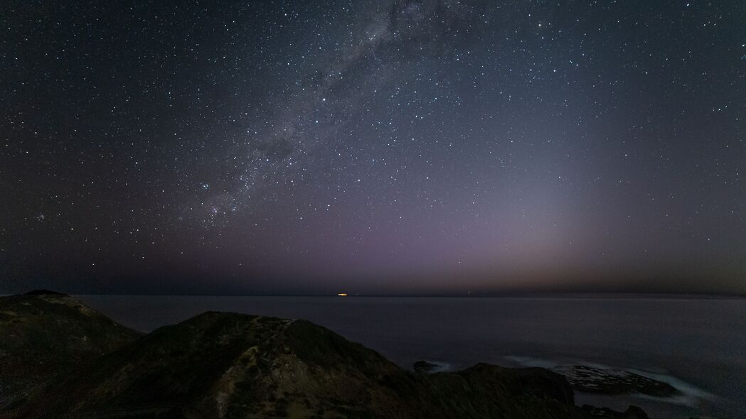 3840x2160 银河 大海 夜晚 星星 深色壁纸 背景4k uhd 16:9