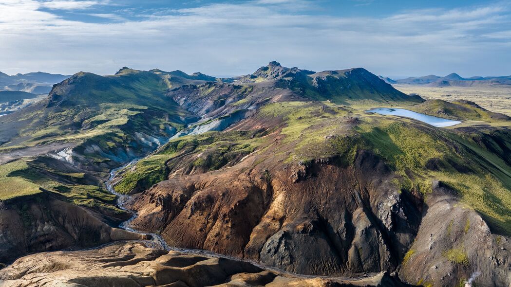 3840x2160 丘陵 浮雕 河流 自然壁纸 背景4k uhd 16:9