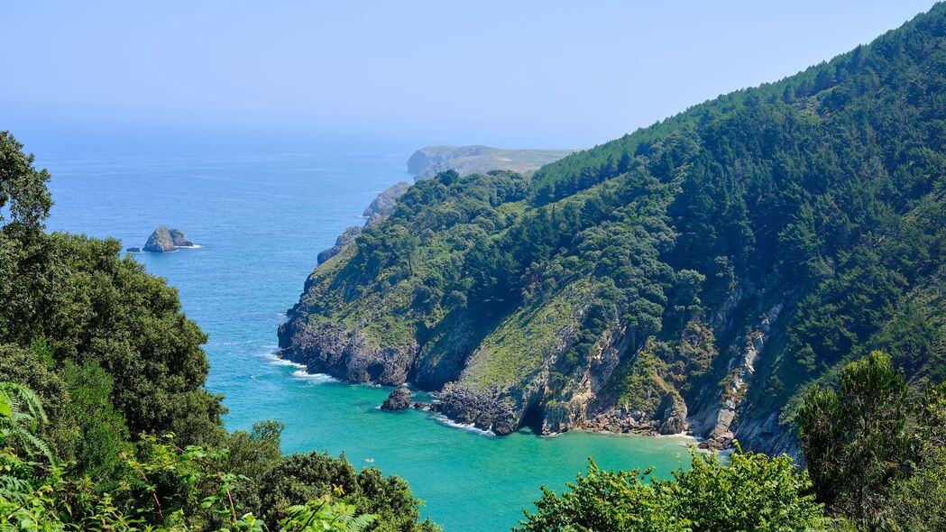 3840x2160 风景 岩石 大海 海洋 树木壁纸 背景4k uhd 16:9