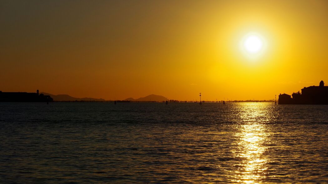 3840x2160 大海 地平线 日落 晚壁纸 背景4k uhd 16:9