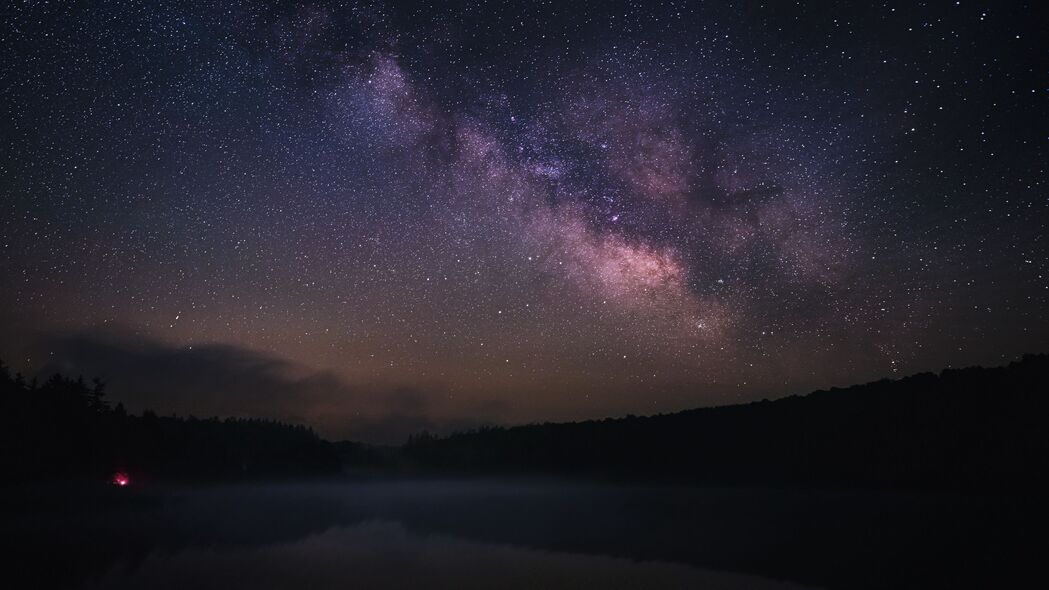 3840x2160 银河 夜晚 湖泊 树木 深色壁纸 背景4k uhd 16:9