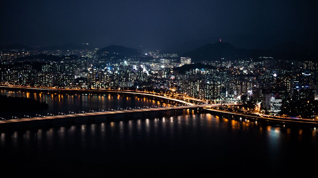 3840x2160 道路 建筑 灯光 夜晚 城市壁纸 背景4k uhd 16:9