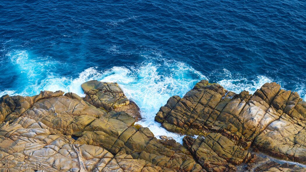 3840x2160 石头 海 海岸 泡沫 飞溅 自然壁纸 背景4k uhd 16:9