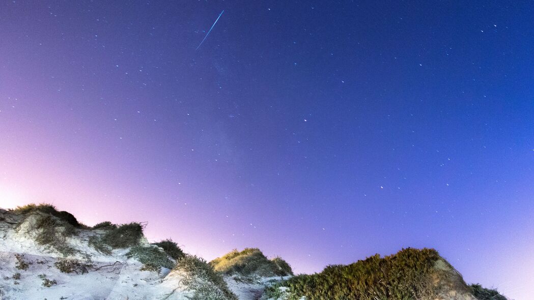 3840x2160 星星 星空 山丘 夜间壁纸 背景4k uhd 16:9