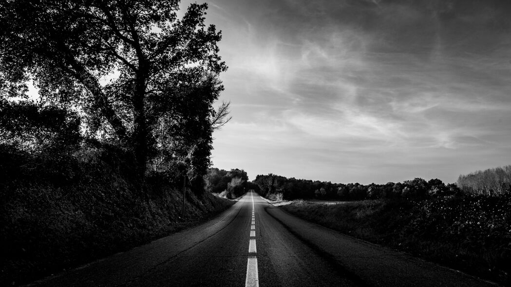 3840x2160 道路 树木 深色 自然壁纸 背景4k uhd 16:9