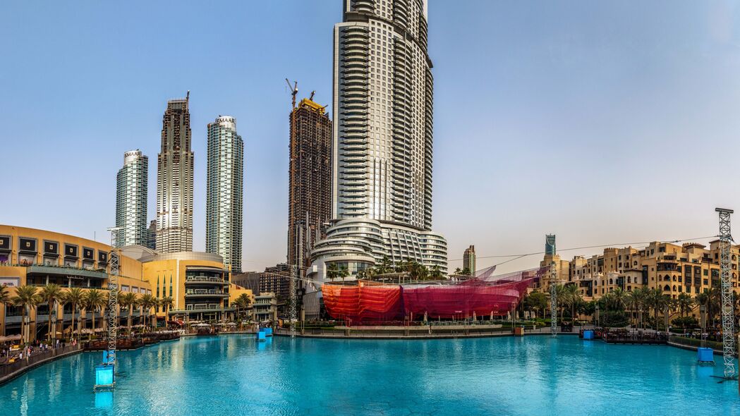 3840x2160 建筑 摩天大楼 酒店 迪拜 建筑 游泳池壁纸 背景4k uhd 16:9