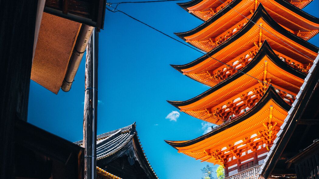 3840x2160 宝塔 建筑 台阶 建筑 天空壁纸 背景4k uhd 16:9