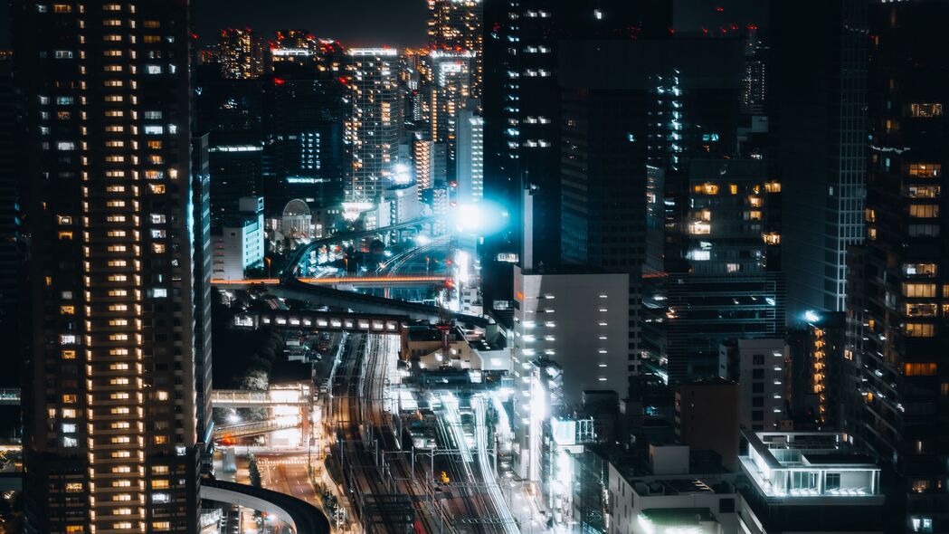 3840x2160 建筑 灯光 道路 辉光 冷冻灯 夜晚 城市壁纸 背景4k uhd 16:9