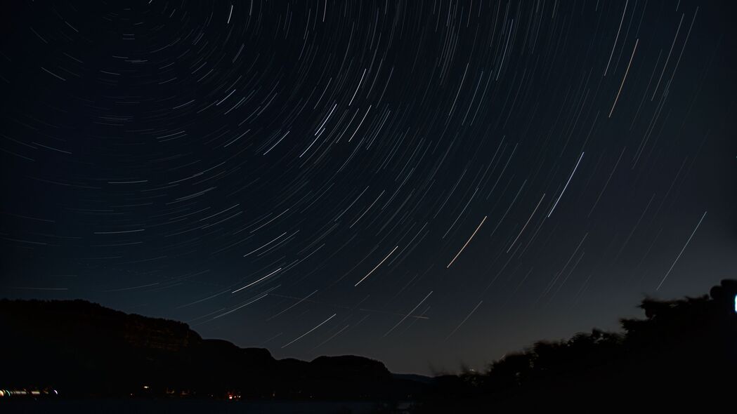 3840x2160 星星 冰灯 山丘 剪影 夜间壁纸 背景4k uhd 16:9