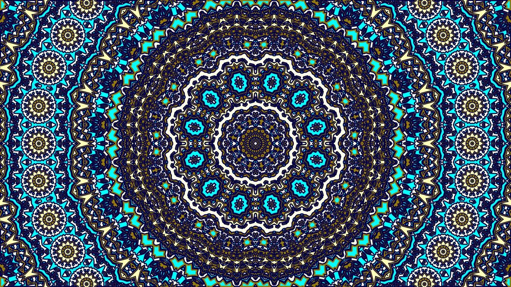 3840x2160 分形 图案 圆形 形状 抽象 蓝色壁纸 背景4k uhd 16:9