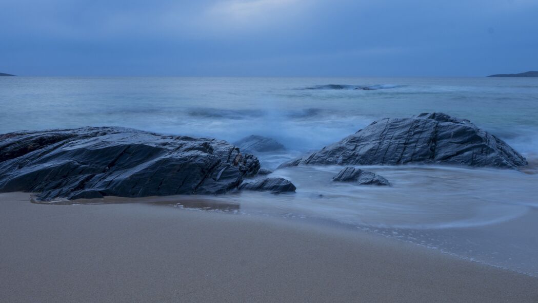 3840x2160 海岸 沙子 石头 大海 自然壁纸 背景4k uhd 16:9