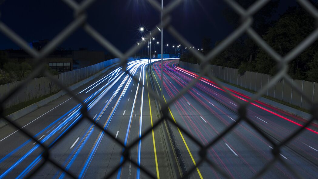 3840x2160 道路 网格 灯光 长曝光 夜间壁纸 背景4k uhd 16:9