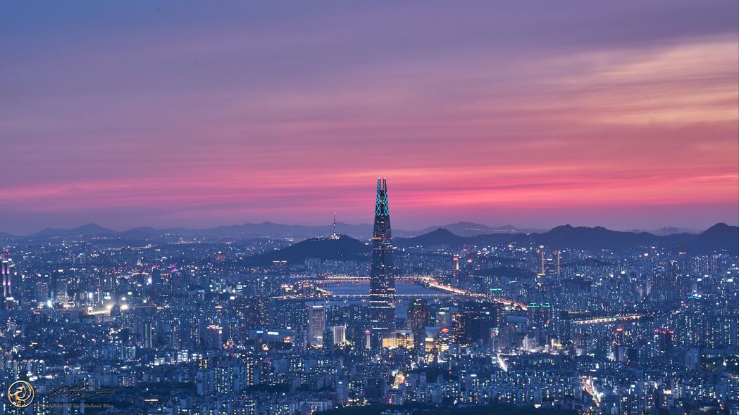 3840x2160 塔 建筑 灯光 城市 黄昏壁纸 背景4k uhd 16:9