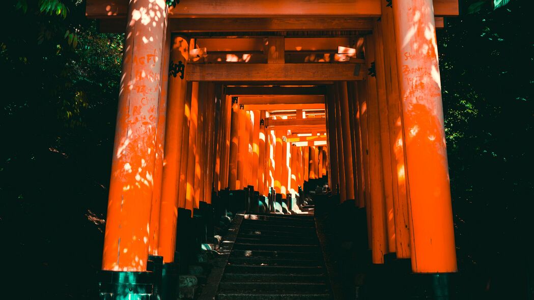 3840x2160  torii gate 日本 楼梯壁纸 背景4k uhd 16:9