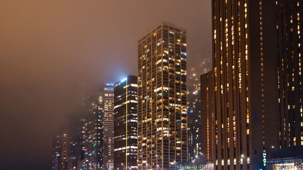 3840x2160 建筑 灯光 雾 夜晚 城市壁纸 背景4k uhd 16:9