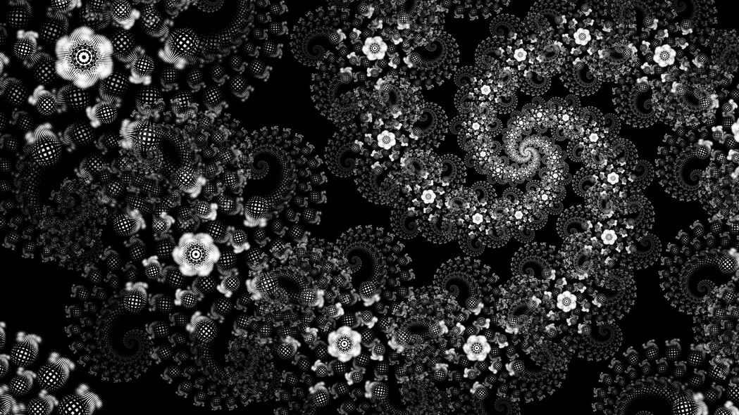 3840x2160 花朵 图案 螺旋 抽象 黑白 4k壁纸 uhd 16:9