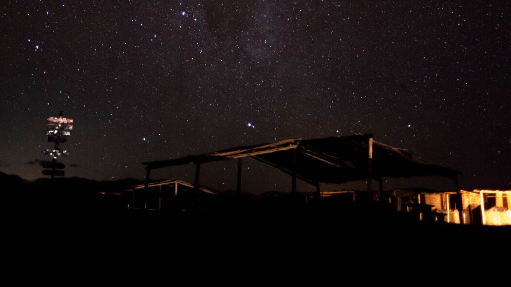 3840x2160 建筑 夜晚 星星 星云 深色 4k壁纸 uhd 16:9