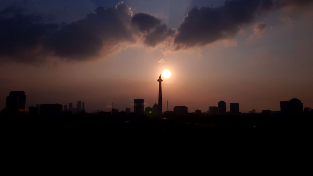 3840x2160 城市 建筑 剪影 阳光 黄昏 深色 4k壁纸 uhd 16:9