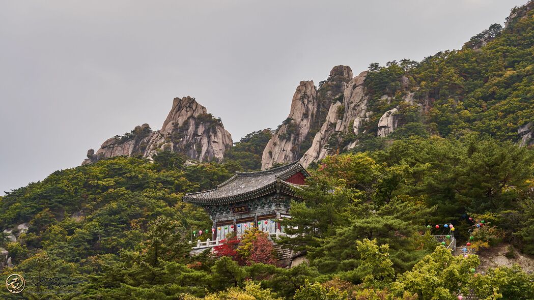 3840x2160 宝塔 寺庙 山 树 4k壁纸 uhd 16:9