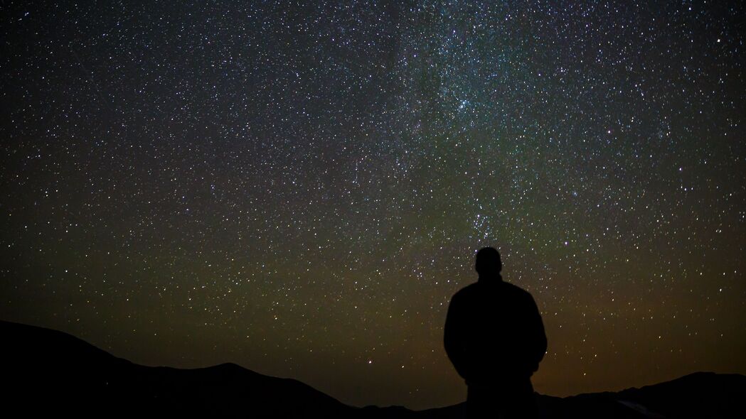 3840x2160 剪影 单独 夜晚 星星 深色 4k壁纸 uhd 16:9