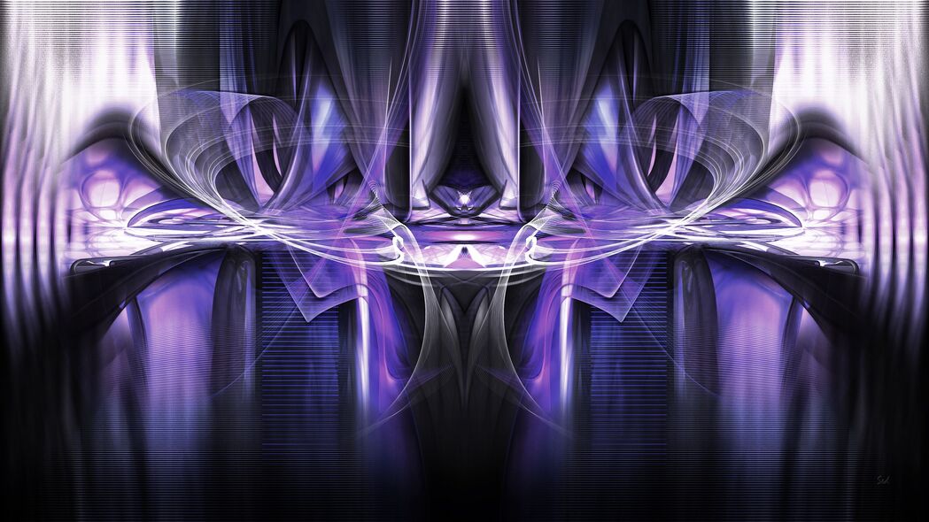 3840x2160 分形 图案 反射 抽象 紫色壁纸 背景