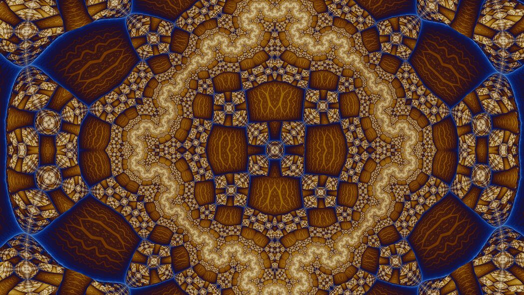 3840x2160 分形 形状 图案 抽象 棕色 蓝色 4k壁纸 uhd 16:9