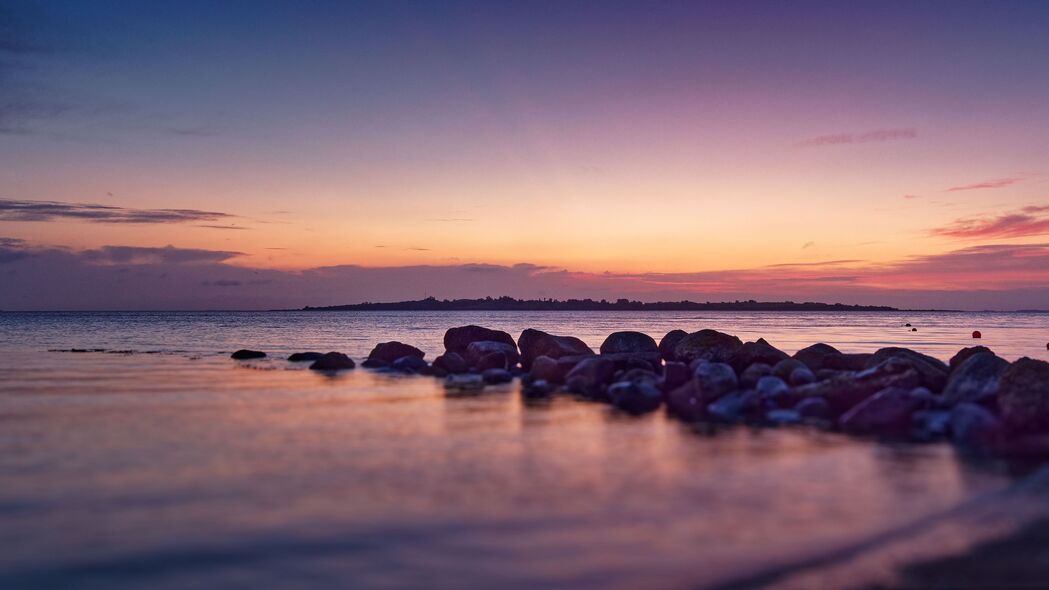 3840x2160 海岸 石头 海 水 黄昏 风景 4k壁纸 uhd 16:9