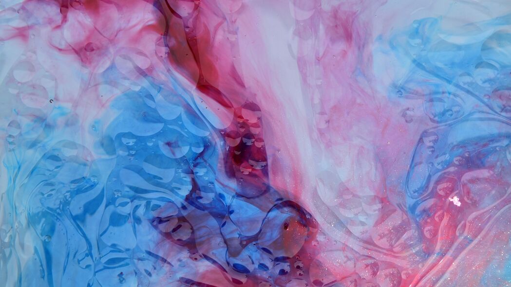 3840x2160 油漆 液体 气泡 抽象 蓝色 粉红色 4k壁纸 uhd 16:9