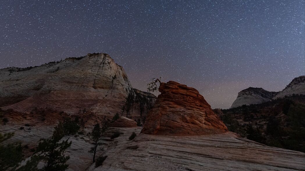 3840x2160 岩石 峡谷 星星 夜晚 风景 4k壁纸 uhd 16:9