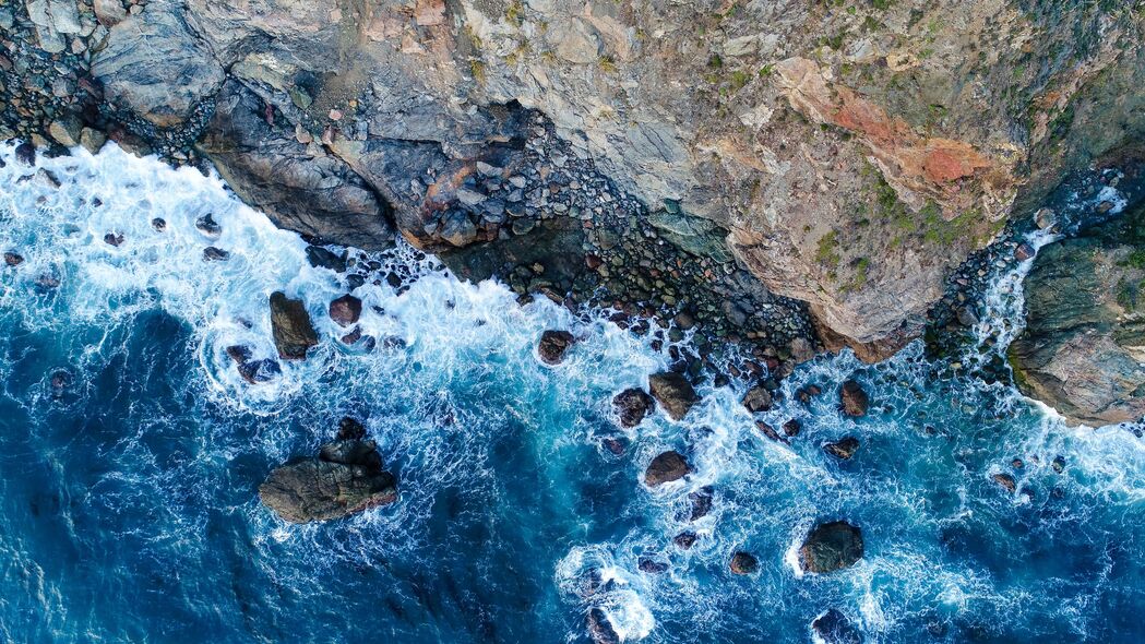 3840x2160 海 海岸 鸟瞰图 岩石 水 4k壁纸 uhd 16:9