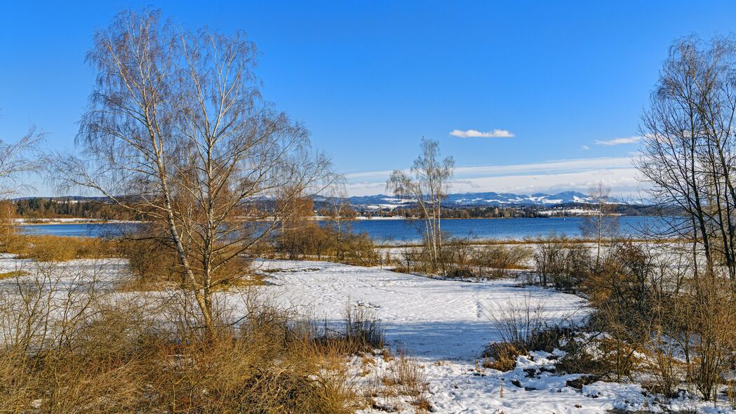 3840x2160 河流 海岸 雪 冬天 风景 4k壁纸 uhd 16:9