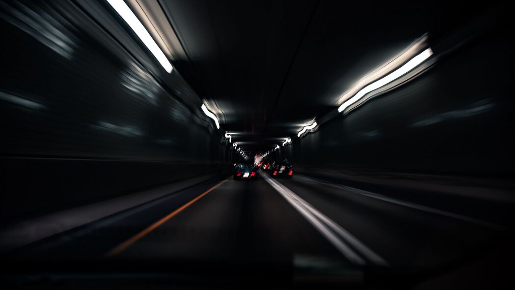 3840x2160 隧道 道路 汽车 速度 模糊 深色 4k壁纸 uhd 16:9