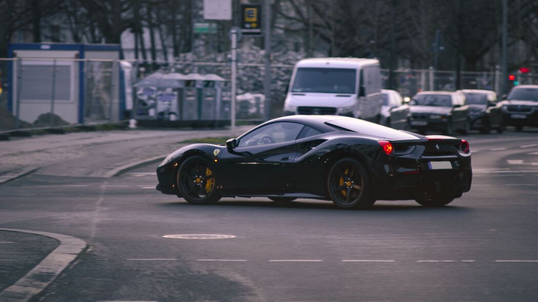 3840x2160 法拉利458意大利 法拉利 汽车 黑色 道路 4k壁纸 uhd 16:9