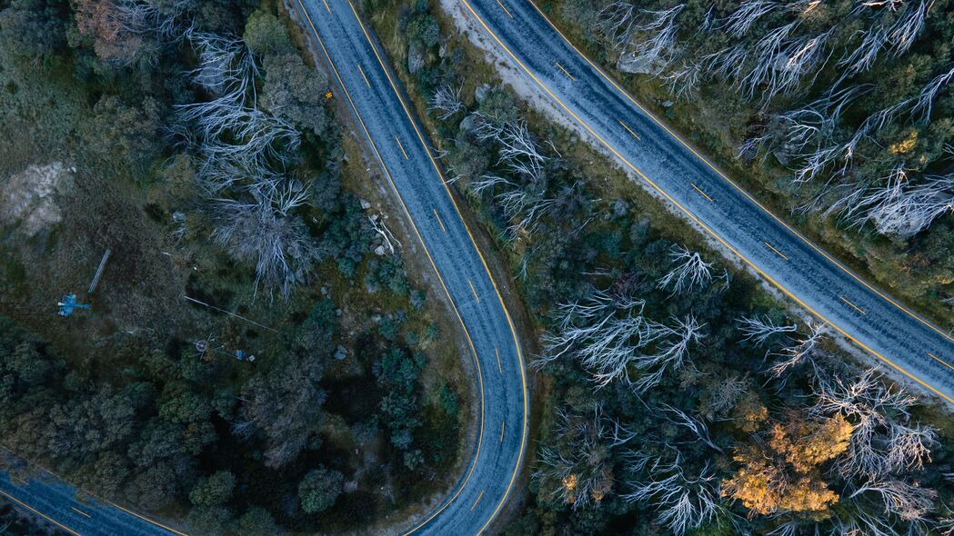 3840x2160 道路 弯道 树木 森林 鸟瞰 4k壁纸 uhd 16:9