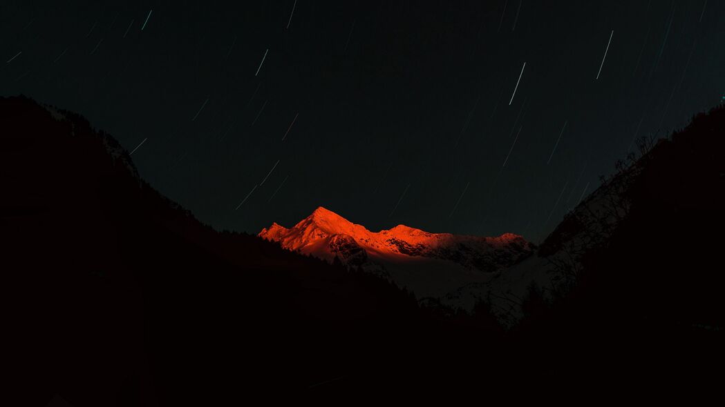 3840x2160 山 峰 夜 星星 黑暗 长曝光 4k壁纸 uhd 16:9