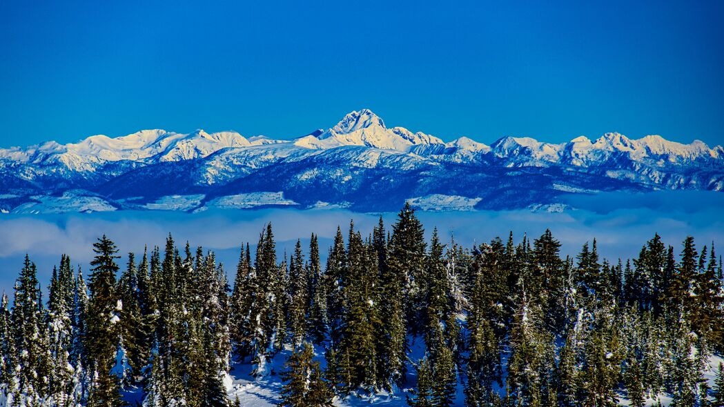 3840x2160 山脉 树木 雪 云 冬天 风景 4k壁纸 uhd 16:9