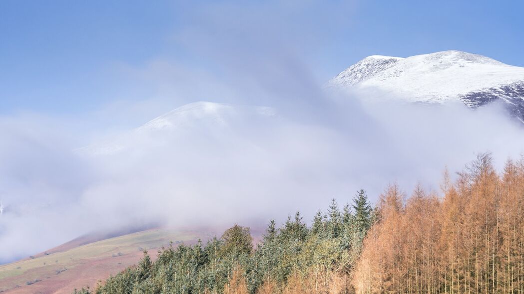 3840x2160 山 树 云 峰 雪 4k壁纸 uhd 16:9