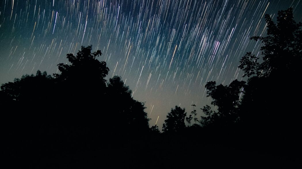 3840x2160 棵树 星空 长时间曝光 夜晚 深色 4k壁纸 uhd 16:9