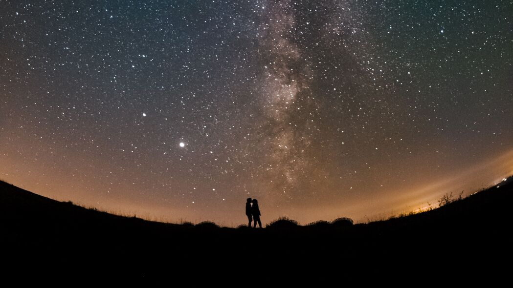 3840x2160 爱情 剪影 星星 夜晚 星空 4k壁纸 uhd 16:9