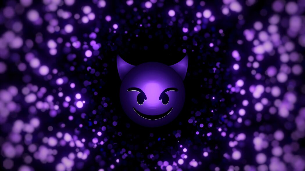 3840x2160 微笑 微笑 魔鬼 粒子 紫色壁纸 背景