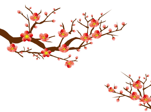 卡通唯美梅花花枝装饰