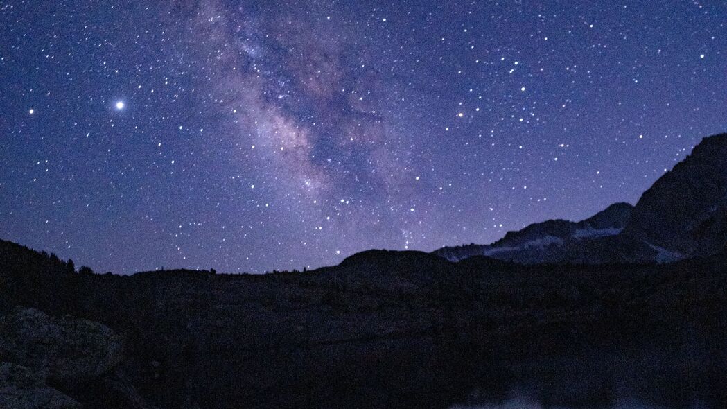 3840x2160 星云 星空 夜晚 岩石 湖泊 4k壁纸 uhd 16:9