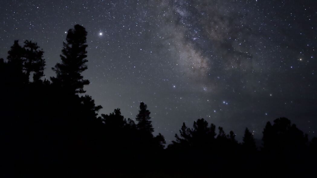 3840x2160 星云 星空 星星 树木 剪影 4k壁纸 uhd 16:9