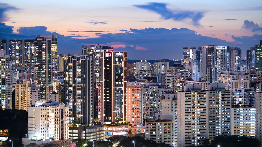 3840x2160 建筑 建筑 城市 日落 夜晚 灯光 4k壁纸 uhd 16:9