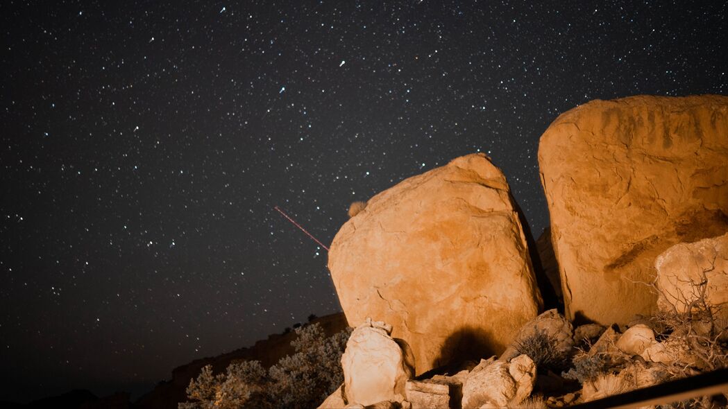 3840x2160 石头 岩石 星星 星空 夜间 4k壁纸 uhd 16:9