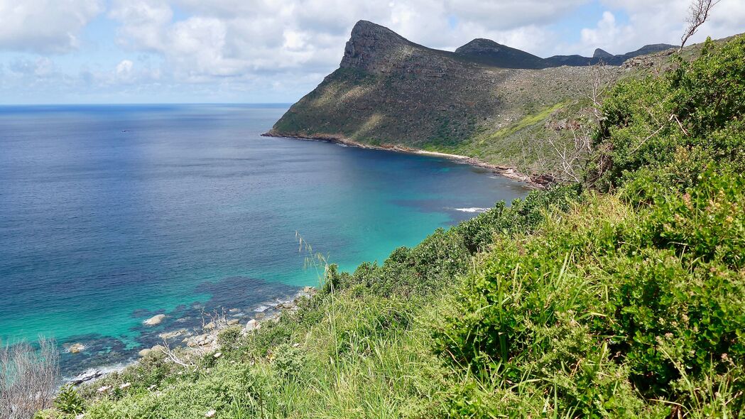 3840x2160 悬崖 斜坡 海岸 大海 草地 4k壁纸 uhd 16:9