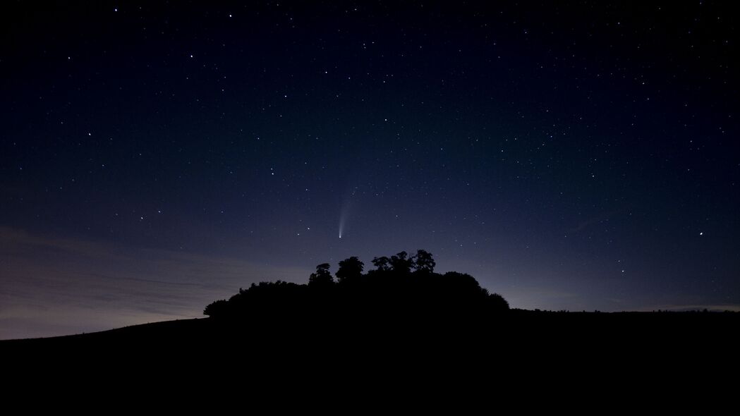 3840x2160 星空 星星 树木 剪影 夜间 4k壁纸 uhd 16:9